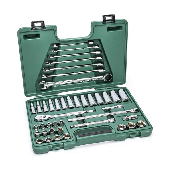 SATA 42-piece 3/8-Inch Drive Metric 120P Professional Mechanic’s Hand Tool Ratchet and Socket Set with Accessories and Combination Wrenches – ST09054