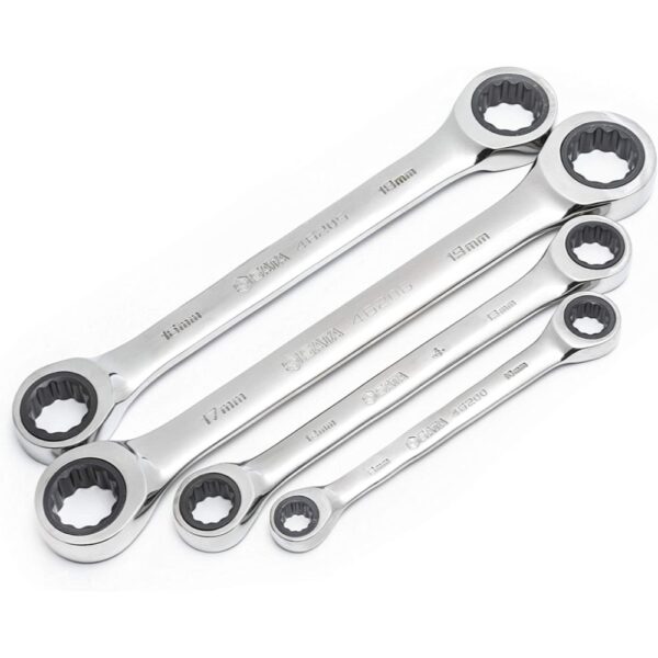 SATA 4-Piece Full-Polish Metric Ratcheting Wrench Set with 72-Tooth Gear and Off-Corner Loading Design – ST46135U