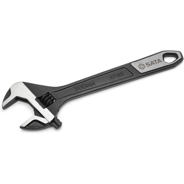 SATA 12-Inch Professional Extra Wide Jaw Adjustable Wrench with Forged Alloy Steel Body and a Chrome Plated Finish – ST47125