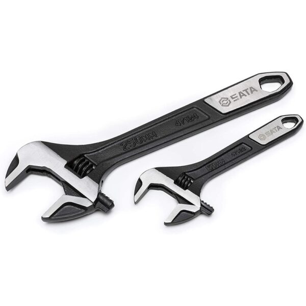 SATA 2-Piece 6-inch and 10-inch Extra-Wide Jaw Adjustable Wrench Set with Forged Alloy Steel Bodies and a Chrome Plated Finish – ST47130