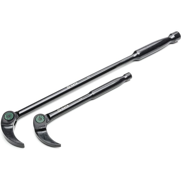 SATA 2-Piece 8-inch and 16-inch Indexing Pry Bar Set with 14 Locking Positions, Alloy Steel Bodies and Black Phosphate Finish – ST92569